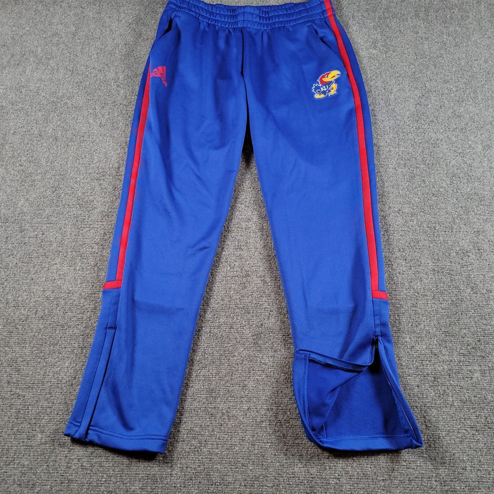 Kansas Jayhawks Track Pants Mens M Blue Adidas GE3763 Player Issued Ankle Zip